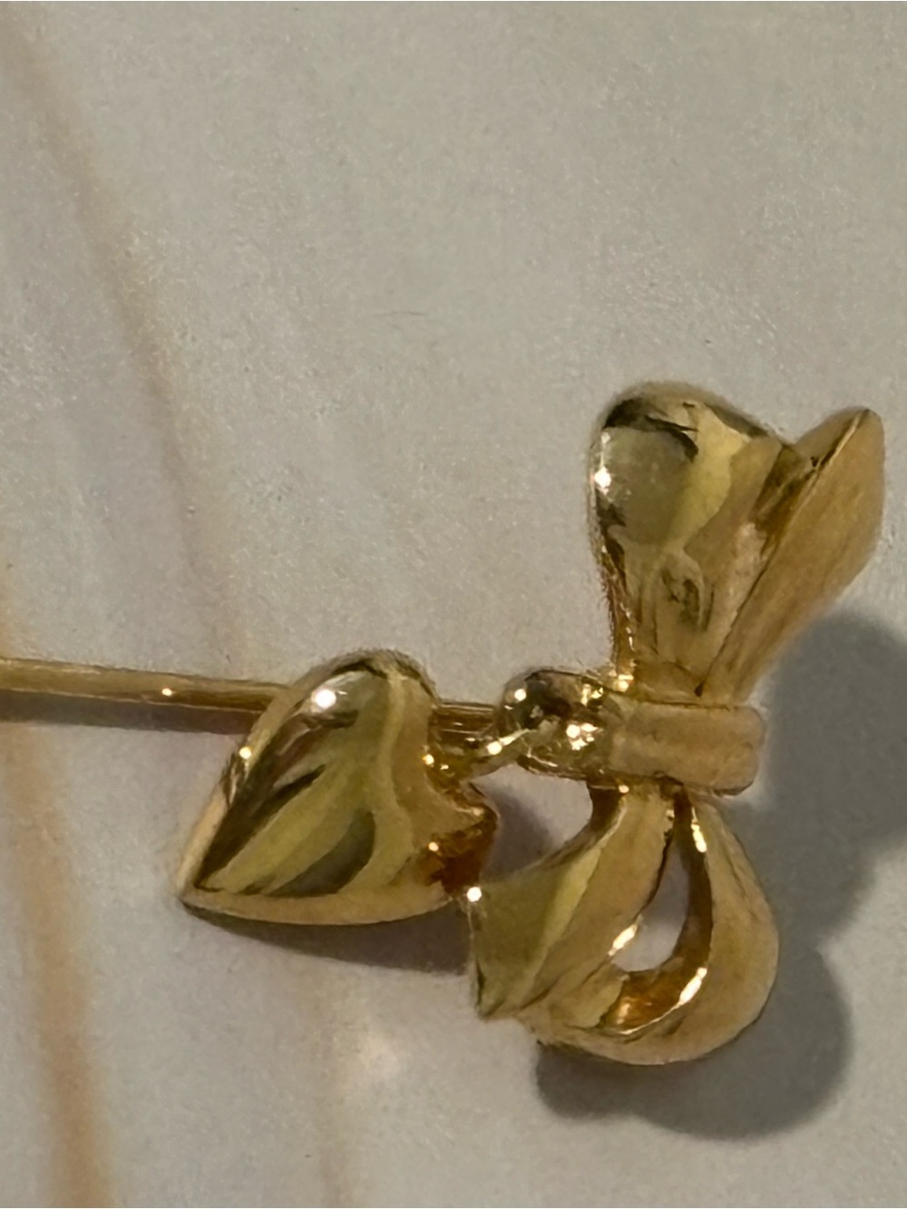Vintage Monet Gold Heart & Bow Stick Pin 2.75”